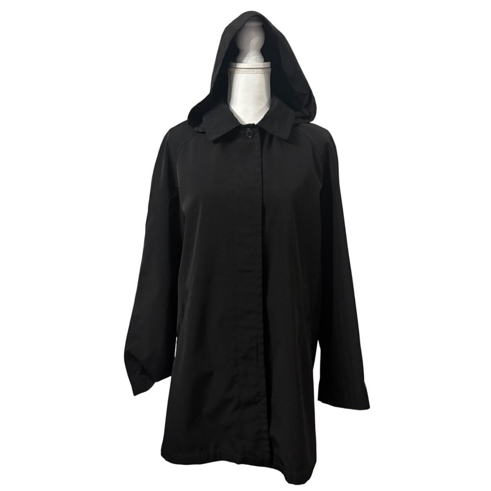 Towne Collection Black Urban Hooded Sleek Contemporary Rain Jacket Womens Large - Picture 16 of 16